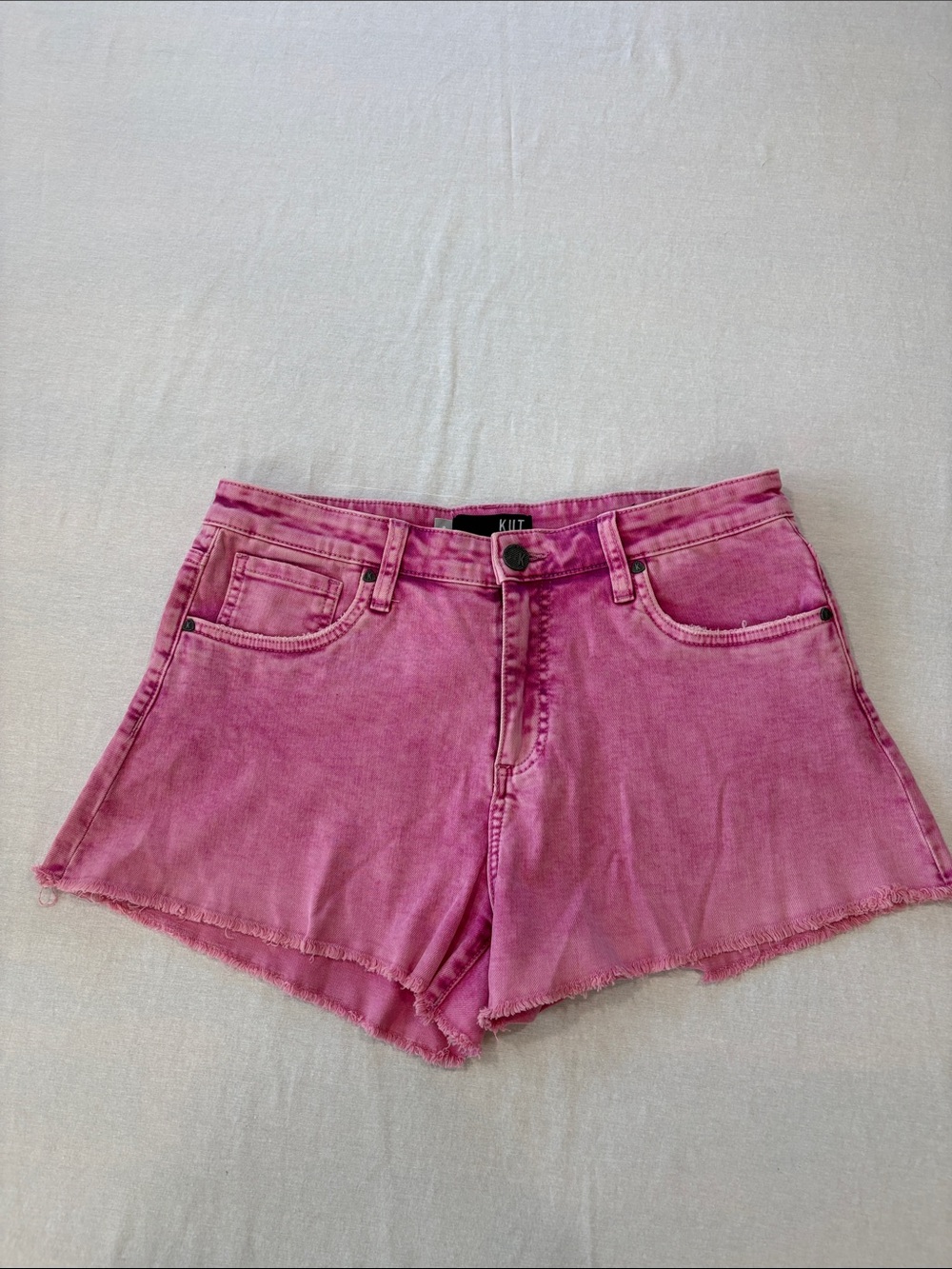Kut from the Kloth Pink Washed High-Rise Denim Shorts
